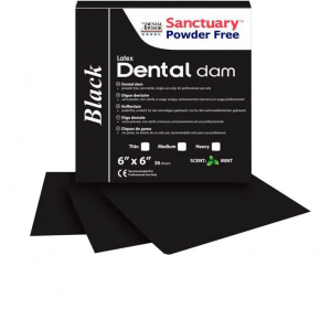 Листы для рабердама Dental Dam (аналог Blossom) латексные ЧЕРНЫЕ уп/36шт 152х152мм с запахом мяты