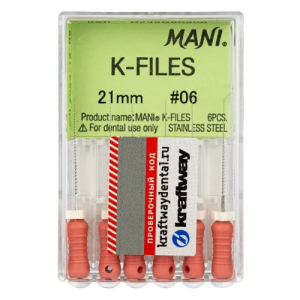 K-Files 21 мм №06 (6 шт) ручные MANI